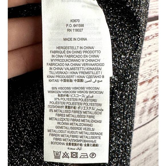 Boden NWT Black Metallic Ribbed Button Front V Neck Cardigan Top Bell Sleeves XL - Picture 9 of 9